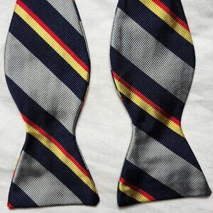 Robert Talbott Men's Silver Navy Blue Striped Bow Tie 100% Silk